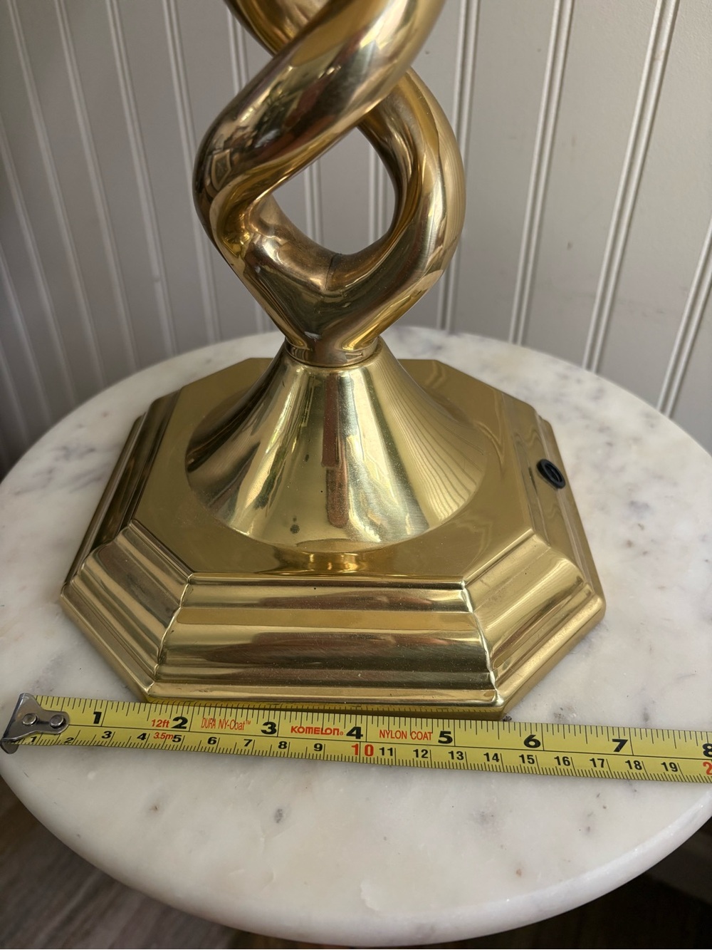 Vintage Brass Spiral Barley Twist Lamp w/Pleated Shade VTG Grandma Mid-Century - Picture 8 of 8